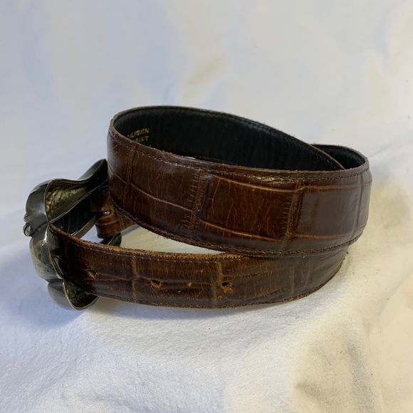 VICENZA Sport tan croc embossed leather belt 28 main image 4